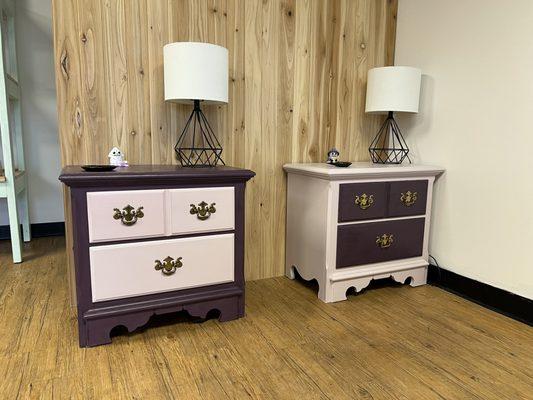 Eggplant and Lilac nightstands