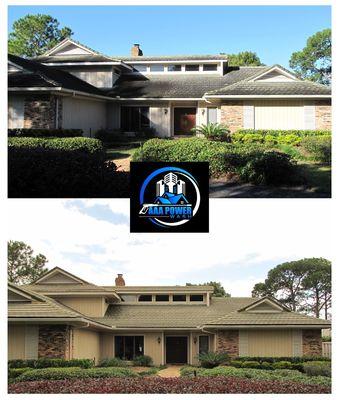 Roof power wash in the San Fernando Valley.