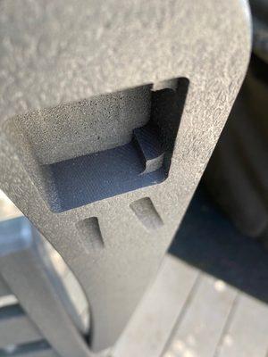 Missing holes for screws, not drilled.