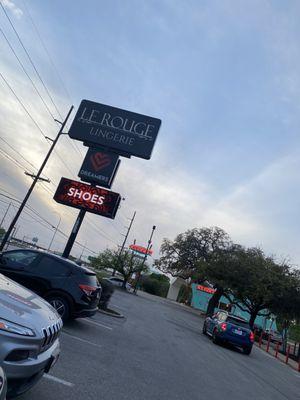 Parking lot and sign