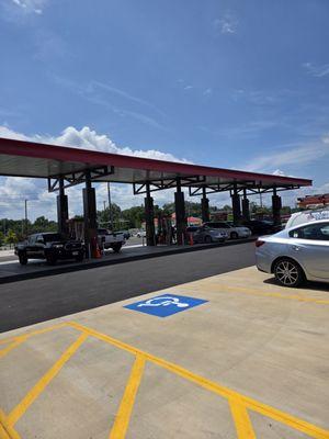 The gas pumps at Sheetz.