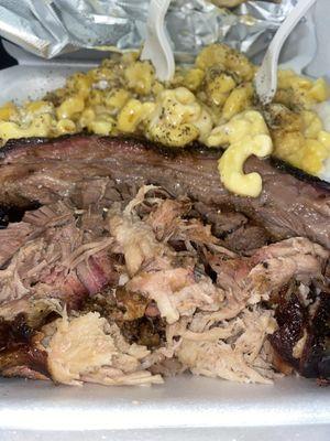 I got brisket and pulled pork. It was Juicy and smoked to perfection. I can't wait to try the ribs! Adding to weekly lunch adventures.