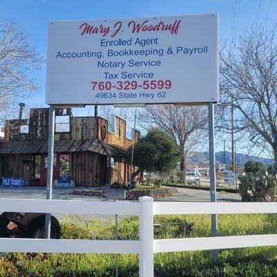 Business sign and building