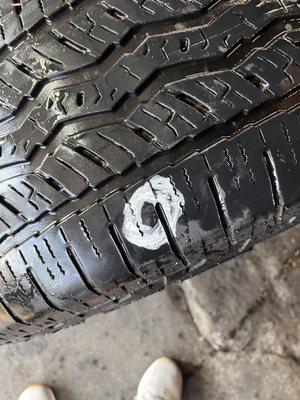 A hole that was located by the staff here and was repaired in 25 minutes.