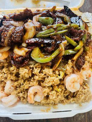 Braised Beef w/ Shrimp Fried Rice