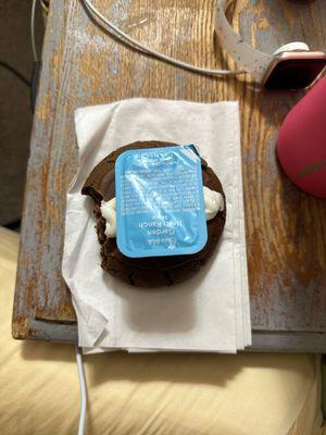 Chik fil a sauce container for scale. This cookie is in NO way worth almost $5