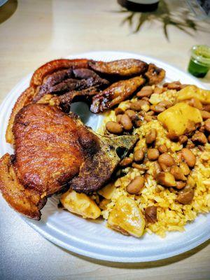 Fried pork yellow rice and beans