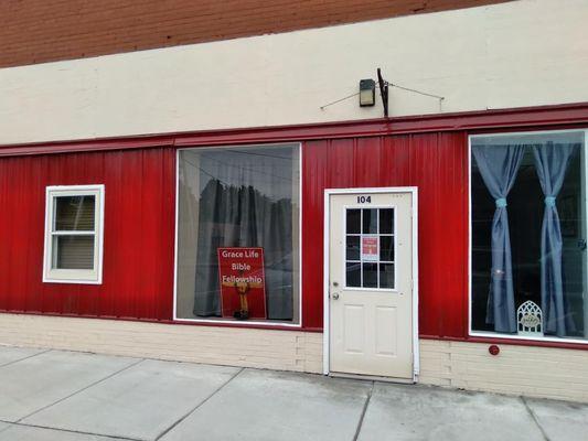 Main entrance. We are across from the Water Tower downtown Crandon.