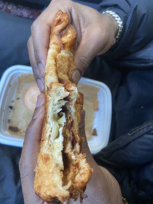 bacon provolone egg croissant sandwich