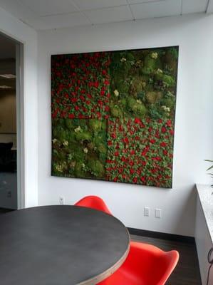 Moss Walls are great for spaces without enough light for a living wall. No maintenance required!