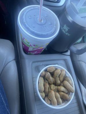 44oz Diet Coke and spicy boiled peanuts!