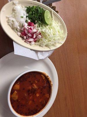 Red pozole with beef