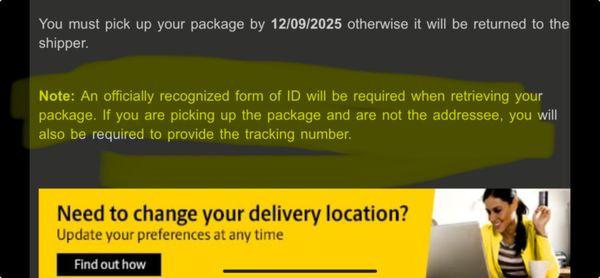 UPS instructions for pickup.