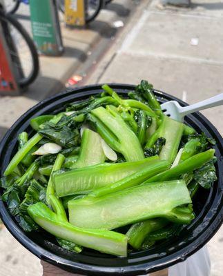plain chinese broccoli with rotten garlic.