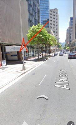 Entry to the parking garage.... Enter here.... On the Alakea Street side of the building.