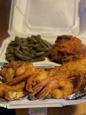 Fish & Shrimp w/green beans & yams (10/27/23)