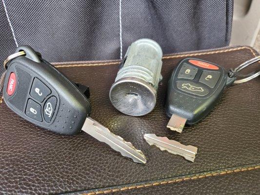 Broken key extracted and new key cut and program.