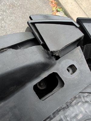 Carfax says no damages, seems like there was. Missing screw and broken grill.