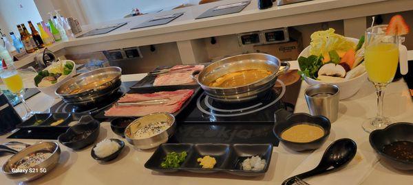 We ordered beef belly and Lamb and the mimosas