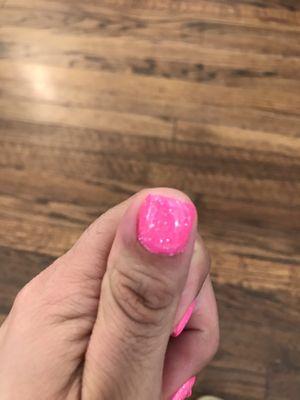 This is an example of the polish going over the cuticle.