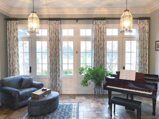 Custom Fully Lined Drapery Panels and Decorative Hardware