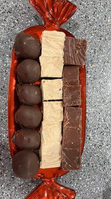 Peanut butter balls peanut butter fudge and chocolate fudge