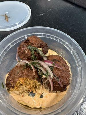 Burnt lamb meatballs were not edible! Huge waste of $15 plus ridiculous delivery fees!