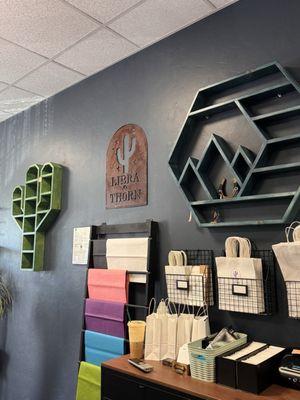 Her husband's wood work.