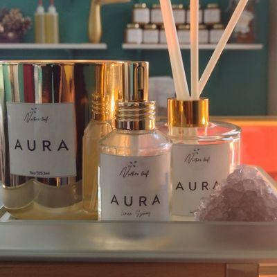 Our beautiful fragrance AURA created by Nurture Leaf Wellness Studio
Products shown: Diffuser, Room Spray and Soy Coconut Candle