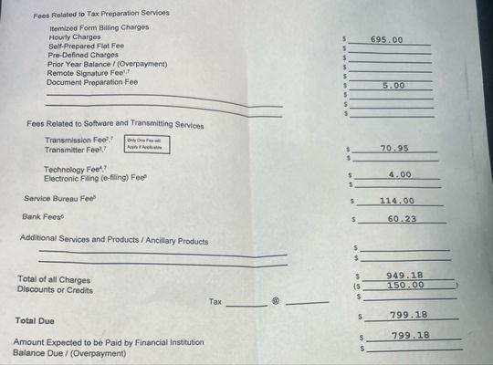 Fee audit form