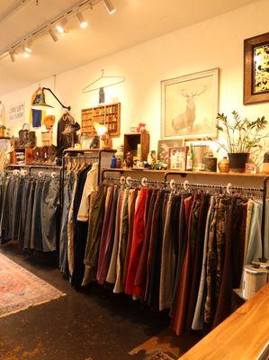 Rack full of size sorted pants