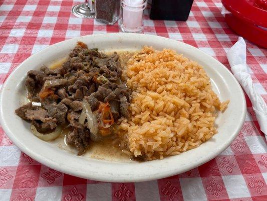 Bisteck à la mex lunch - no beans or salad