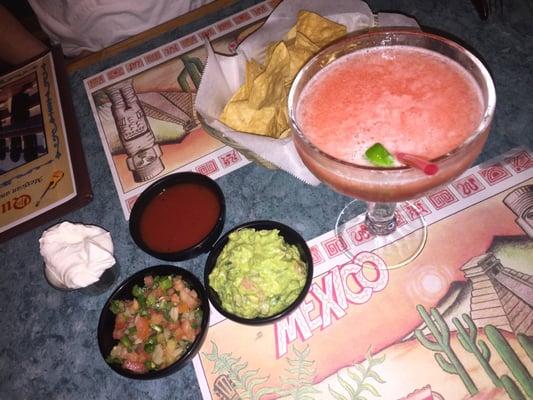 Watermelon margarita, fresh guacamole & salsa! The best I've ever had.