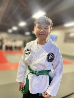 Getting his greenbelt