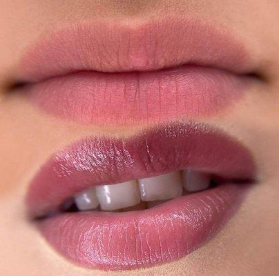 Healed Lip Blushing Lip Tattoo
