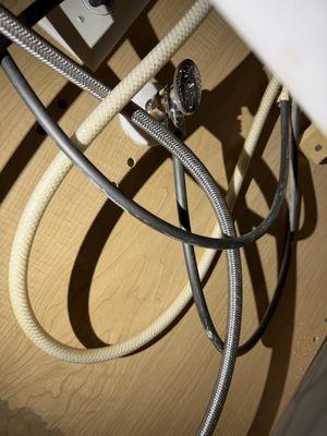 Replacement of a plastic shark bite stop with a new compression angle stop. Plastic threads don't get along with metal nuts.