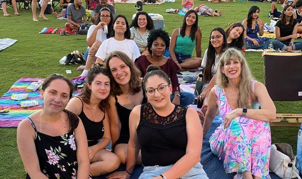 Catching a free show at the Miller Outdoor theater