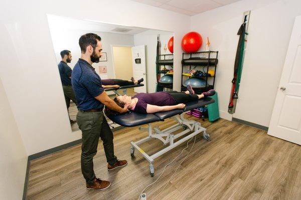 Manual therapy is a hands-on approach used to address muscle and soft tissue pain, and to improve joint motion.