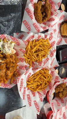 Loaded hot chicken fries, chicken tenders