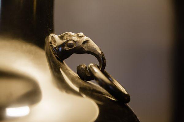 Detail of our Akira Japanese brass lamp.