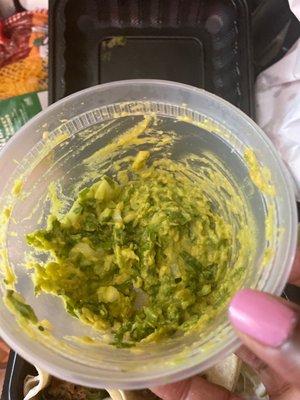 Doesn't it look like someone was eating out of it and gave us the leftovers? $6.00 for this crap.