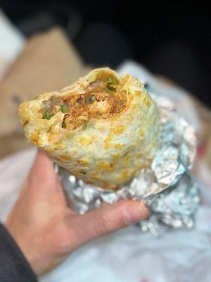 Spicy chicken burrito