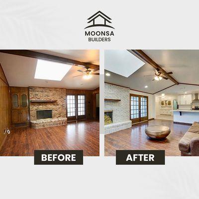 Living room renovation complete -- brighter, open, and beautifully refreshed.