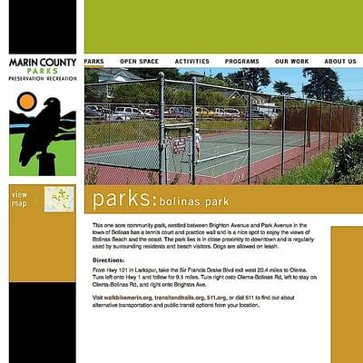 Screen capture from Marin County web site for the park (it's a County park).