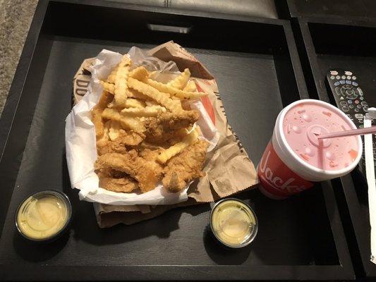 Chicken Fingers and Strawberry Fanta.