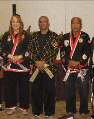 Senior Grandmasters Ruth-Luka Ramos, John Pagdilao and Sixto Ramos, Jr of Kajukenbo Hawaii