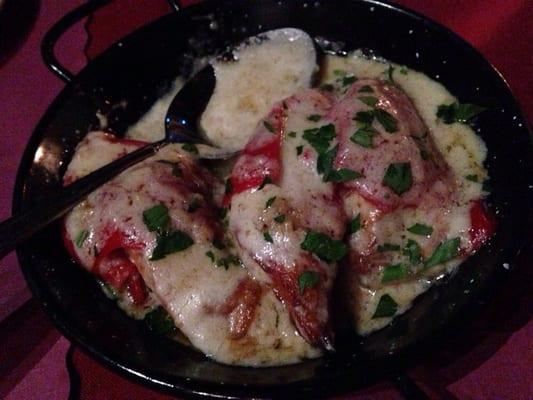 Stuffed roasted piquillo peppers w/ poached salmon