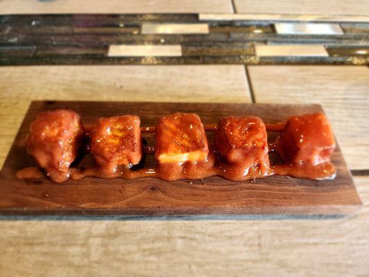 Fried cheese with homemade guava sauce... check out the plating!