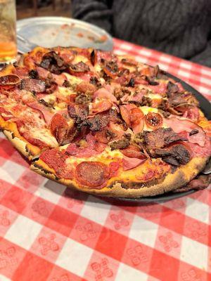 Carnivore- Tomato Sauce / Aged Mozzarella/ Pepperoni/Ham/ Italian Sausage/ Smoked Bacon/ Salami