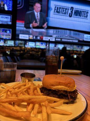 Double smash cheeseburger, and fries